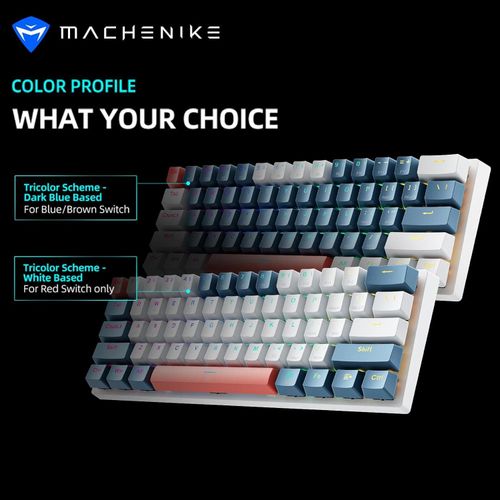 Machenike K500-B61 Gaming Mechanical Keyboard Brown Switch 61 Keys, With RGB Backlit Hot Swap USB-C Wired PBT Keycaps - White