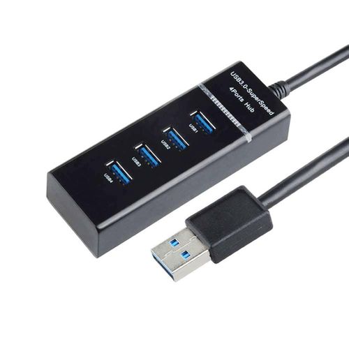 USB HUB USB 3.0 Extension Hub 4 Ports SuperSpeed Transfer Portable with Switches for Laptop/Notebook/PC/Mobiles/Tablets, iPhone/Ipads, Computers, MP3 Players and Gaming Consoles in Black