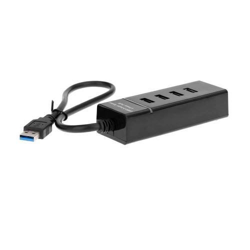 USB HUB USB 3.0 Extension Hub 4 Ports SuperSpeed Transfer Portable with Switches for Laptop/Notebook/PC/Mobiles/Tablets, iPhone/Ipads, Computers, MP3 Players and Gaming Consoles in Black