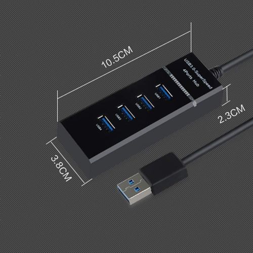 USB HUB USB 3.0 Extension Hub 4 Ports SuperSpeed Transfer Portable with Switches for Laptop/Notebook/PC/Mobiles/Tablets, iPhone/Ipads, Computers, MP3 Players and Gaming Consoles in Black