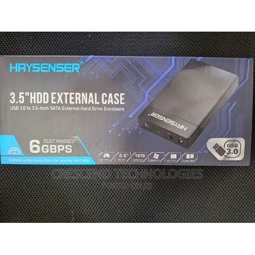 Haysenser USB 3.0 Hard Disk Case 3.5 Inch External Case HDD Case With Power Cable-Black