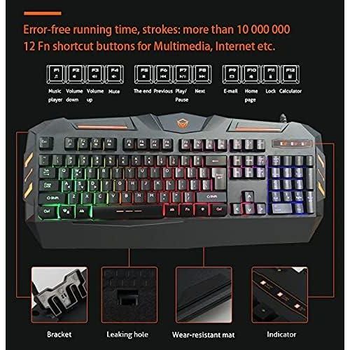 Meetion C500 4in1 Combo Gaming Keyboard Mouse and Mouse pad with Gaming Headset Wired LED RGB Backlight for Computer PC Laptop  Black