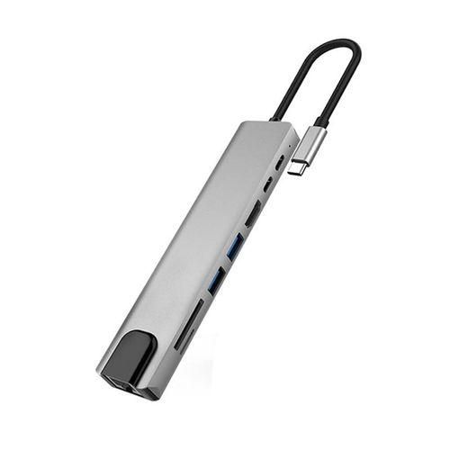 8 in 1 USB C 3.1 to HDTV 4K 100Mbps Lan Ethernet USB3.0 USB 2.0 TF SD Card Slot Reader Type C Charge Hub