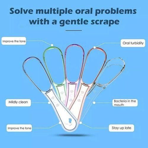 BPAFree Tongue Scraper: Effective Tool for Bad Breath Treatment. FoodGrade PP Cleaner for Oral Hygiene