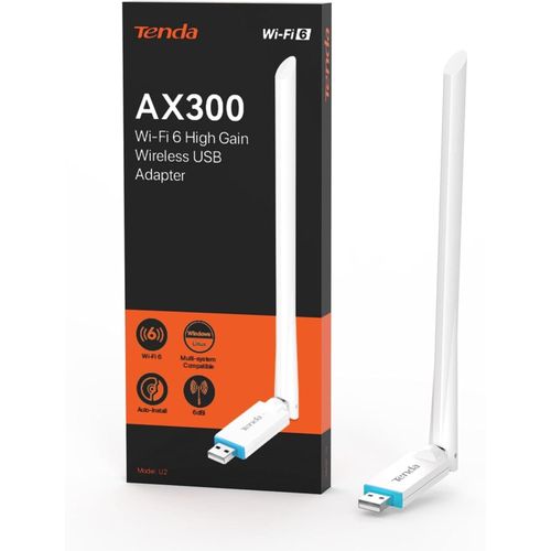 tenda AX300 Wi-Fi 6 USB Wireless Adapter High Gain Antenna Multi-System Compatibility Plug & Play