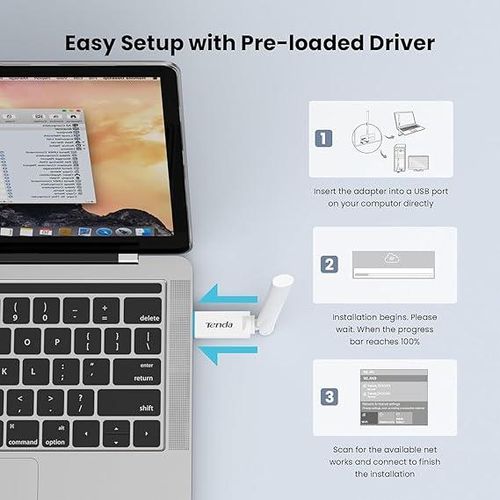 tenda AX300 Wi-Fi 6 USB Wireless Adapter High Gain Antenna Multi-System Compatibility Plug & Play