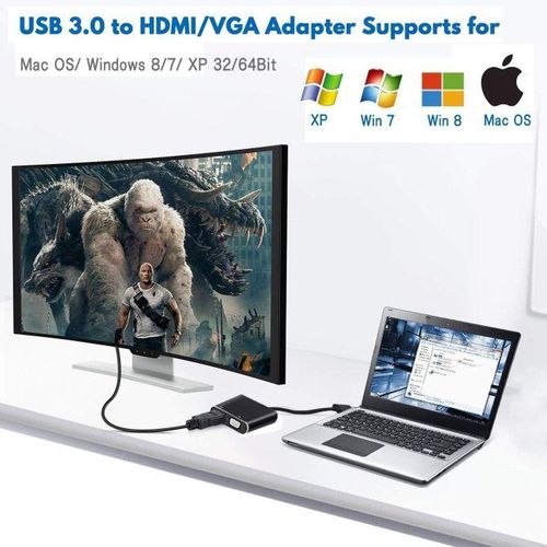 USB 3.0 to HDMI VGA Converter -Black