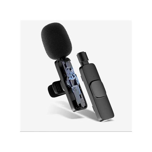 Wireless lavalier Clip on microphone suitable for TYPE-C Android phones - Black