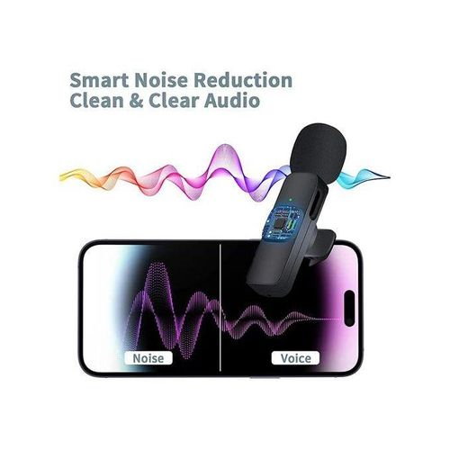 Wireless lavalier Clip on microphone suitable for TYPE-C Android phones - Black