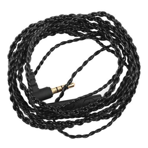 Earphone Audio Cable Repair Replacement 3.5mm TRS Jack DIY Elbow Headphone 4 Copper Core Wire with Mic Volume ControlBlack