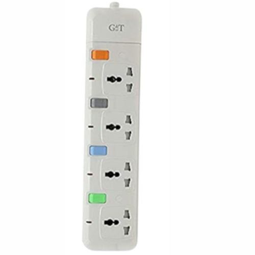 G & T  4-Way 3meters Overload Protection Extension Cable Socket - White