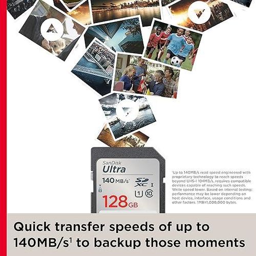 Sandisk  Ultra UHS I 128GB SD Card Speed up to 140MB/s Black