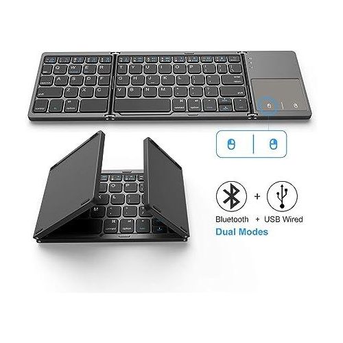 Foldable Bluetooth Keyboard, Pocket Size, with Touchpad-Grey