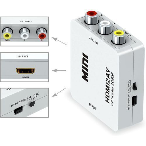 Other Mini AV/RCA/CVBS Jack To A HDMI Scaler 1080P Converter Box AV2HDMI Video Adapter For HDTV TV PS3 PS4 PC DVD Xbox Projector( White)