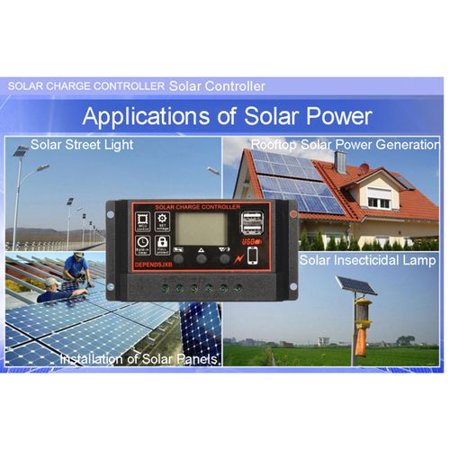 Solar Panel Charger Controller Regulator Dual USB LCD Display #10A Black