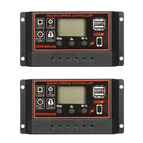 Solar Panel Charger Controller Regulator Dual USB LCD Display #10A Black