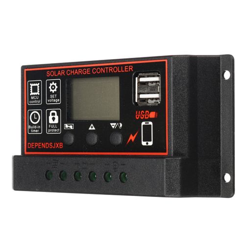 Solar Panel Charger Controller Regulator Dual USB LCD Display #10A Black