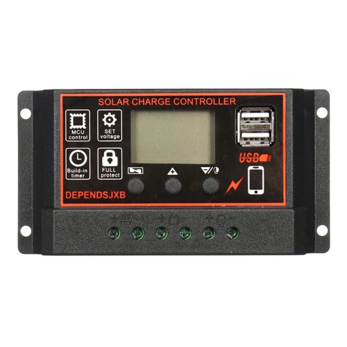 Solar Panel Charger Controller Regulator Dual USB LCD Display #10A Black