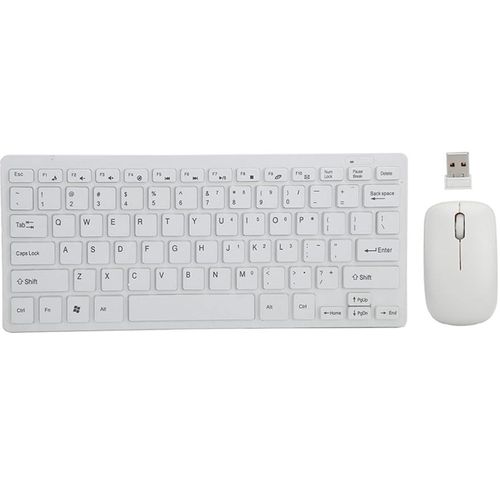 Keyboard With Silent Mini Mouse, Simple For Outdoor Office And Home-White