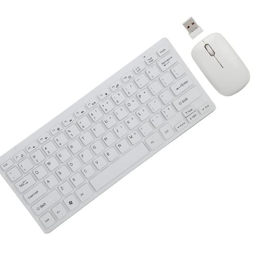 Keyboard With Silent Mini Mouse, Simple For Outdoor Office And Home-White
