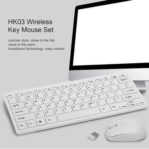 Keyboard With Silent Mini Mouse, Simple For Outdoor Office And Home-White