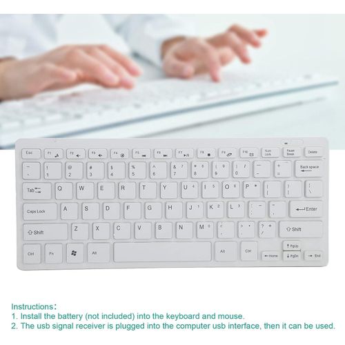 Keyboard With Silent Mini Mouse, Simple For Outdoor Office And Home-White