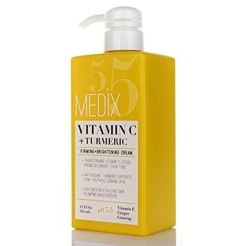 Medix 5.5 Vitamin C Cream W/Turmeric For Face And Body Firming & Brightening Cream For Age Spots Dark Spots & Sun Damaged Skin Anti Aging Cream Infused W/Vitamin E Ginger Ginseng
