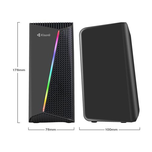 Kisonli  X30 game speaker usb 2.0 speaker with RGB light Black Color