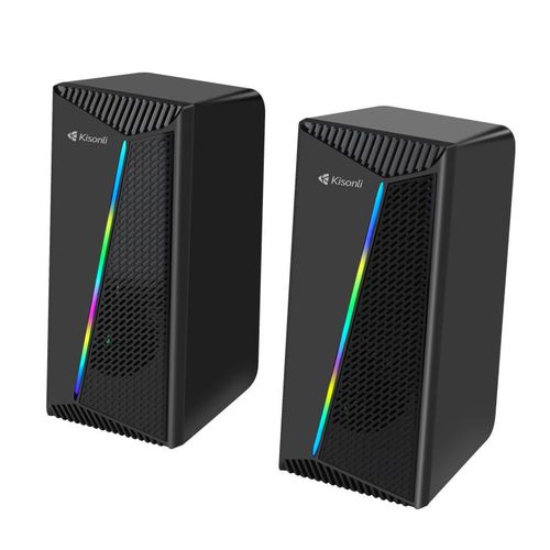 Kisonli  X30 game speaker usb 2.0 speaker with RGB light Black Color