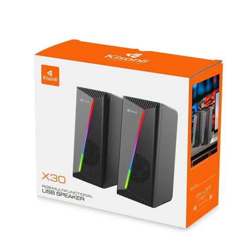 Kisonli  X30 game speaker usb 2.0 speaker with RGB light Black Color
