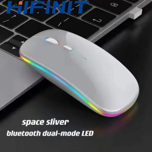 Bluetooth Wireless Mouse Rechargeable Silent 2.4G-sliver