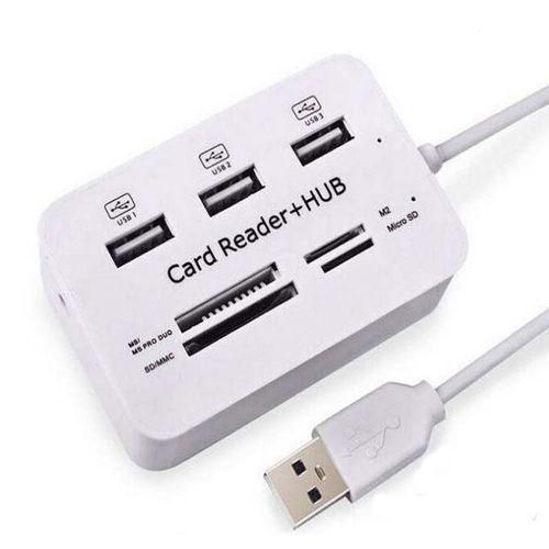 USB HUB 3.0 3Port USB + Card Reader Combo-Silver