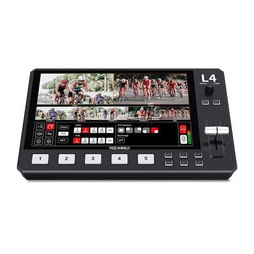 Feelworld L4 Multi-camera Video Mixer Switcher 10.1"Touch Screen USB3.0 Fast Streaming Black