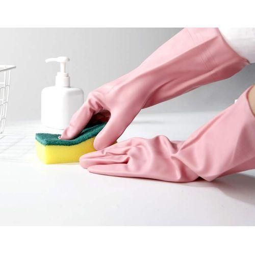 Cleaning Durable Kitchen Dishwashing Gloves domestic pink rubber