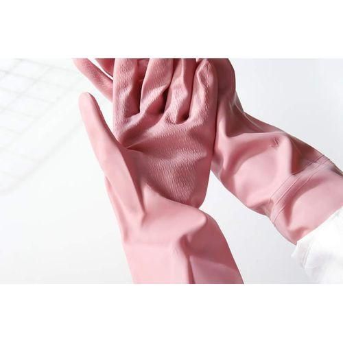 Cleaning Durable Kitchen Dishwashing Gloves domestic pink rubber
