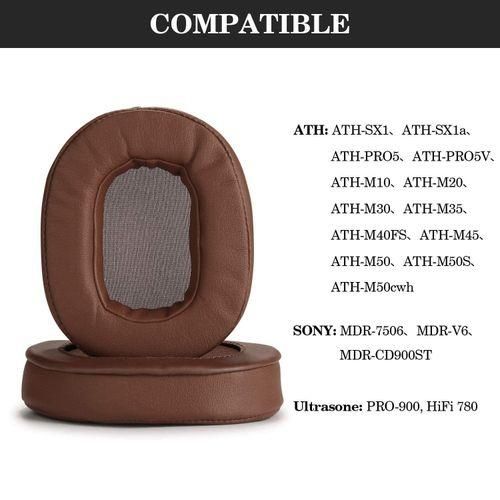 Ear Cushions Memory Foam Earpads Cover Replacement Ear Pads for ATH M50X Fits Audio Technica M40X M30X M20 Brown NO5115