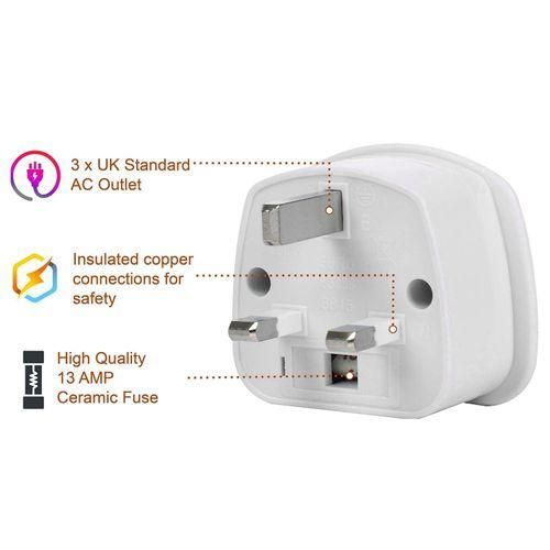 Travel Adapter for China Eu Us to Uk White Plug Pack of 2 NO5112