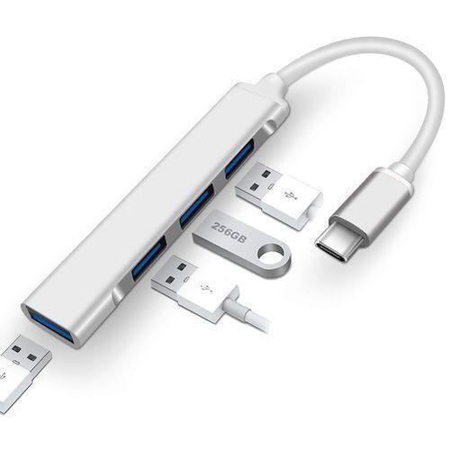 USB C HUB 3.0 Type C 3.0 4 Port Multi Splitter Adapter OTG USB-Silver