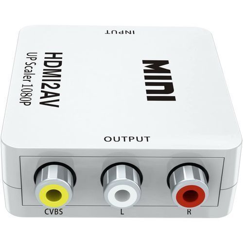 Mini AV/RCA/CVBS Jack To A HDMI Scaler 1080P Converter Box AV2HDMI Video Adapter For HDTV TV PS3 PS4 PC DVD Xbox Projector( White)