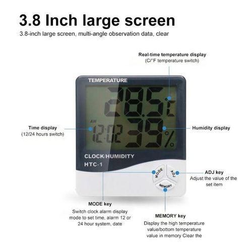 Htc Hygrometer LCD Digital Temperature Humidity Meter Clock Calendar HTC2 HTC2