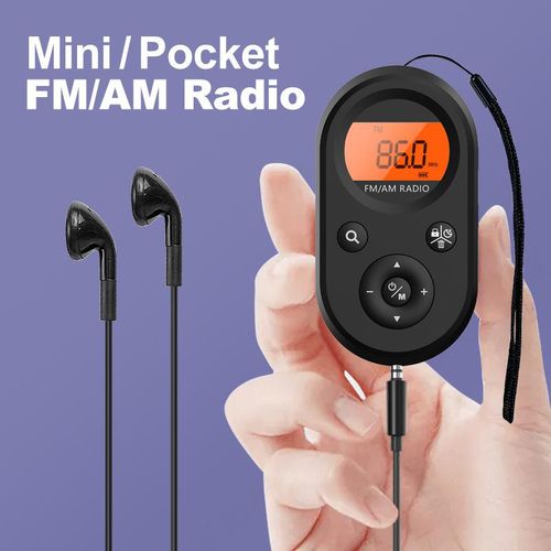 Mini Portable Radio, Rechargeable With Backlit FM/AM