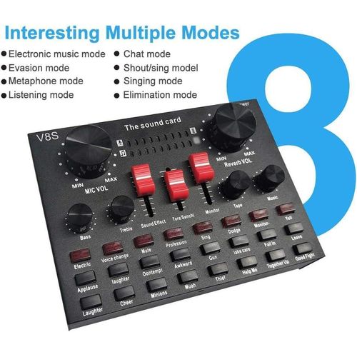 Microphone BM800 Condenser Microphone With V8S Live Sound Card Set Recording Studio Equipment Bluetooth Sound Mixer 3.5mm Audio Interface With 16 Sound Effects 6 Connecting Methods Dual DSP Noise Reduction Chip For Live Streaming Recording Game PC