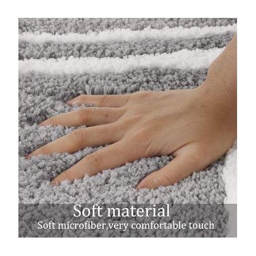 2Piece Bathroom Runner Rug Gray Non-Slip Long Bath Mat Soft And Water Absorbent Bath Rug Machine Washable Fluffy Microfiber Floor Mats For Bathroom Tub Sink Shower Black, Grey Multi Color