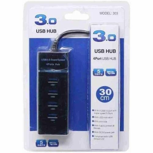 4-in-1 USB Hub 3.0 - Expand Your Connectivity Options- Multi USB Ports Cable- Black