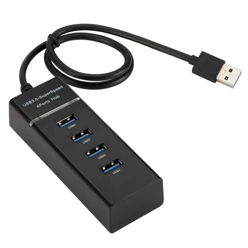 4-in-1 USB Hub 3.0 - Expand Your Connectivity Options- Multi USB Ports Cable- Black