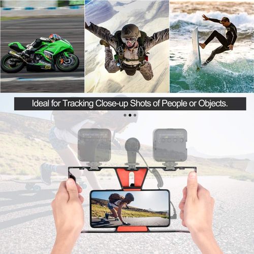 Video Rig Phone Stabilizer Handheld Grip LED Video Light and Mic, Horizontal and Vertical Shooting Handheld Camera Phone stabilizer Video Making Kit Brand: FEND
