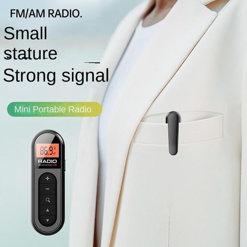 Rechargeable Mini Mini Radio,fm With Back Clip Conference (Black)