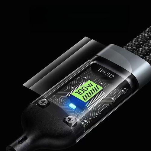 100W Transparent Digital Display Luminous Three-in-One Fast Charge Three-in-One Data Cable Applicable to Huawei Android Apple
