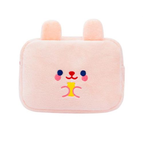 Cartoon Plush Data Cable Purse Phone Bag Mobile Power Charger Holder Digital Accessories Case New,Pink NO5124