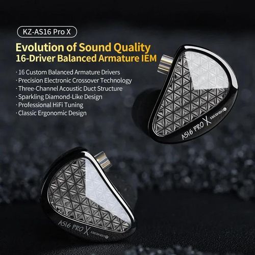 KZ AS16 PRO X 8 Balanced Armature N Ear Earphone 16BA Music Headsets High Sound Quty  Monitor Earphone ZAR ZS10 PROX AST